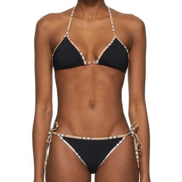 Burberry Women's Mata Check-Trim Triangle Bikini Set - Picture 1 of 14